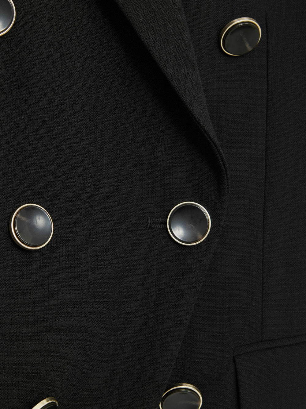 Petite Wool-Blend Double-Breasted Blazer Black | Womens