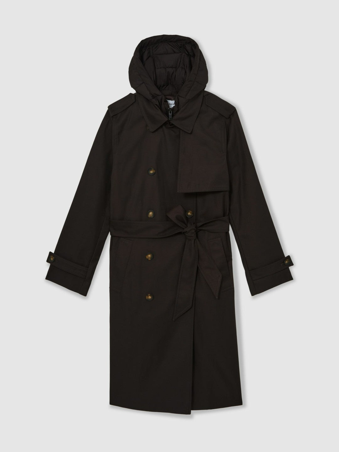 Hooded Insert Trench Coat Chocolate Brown | Womens