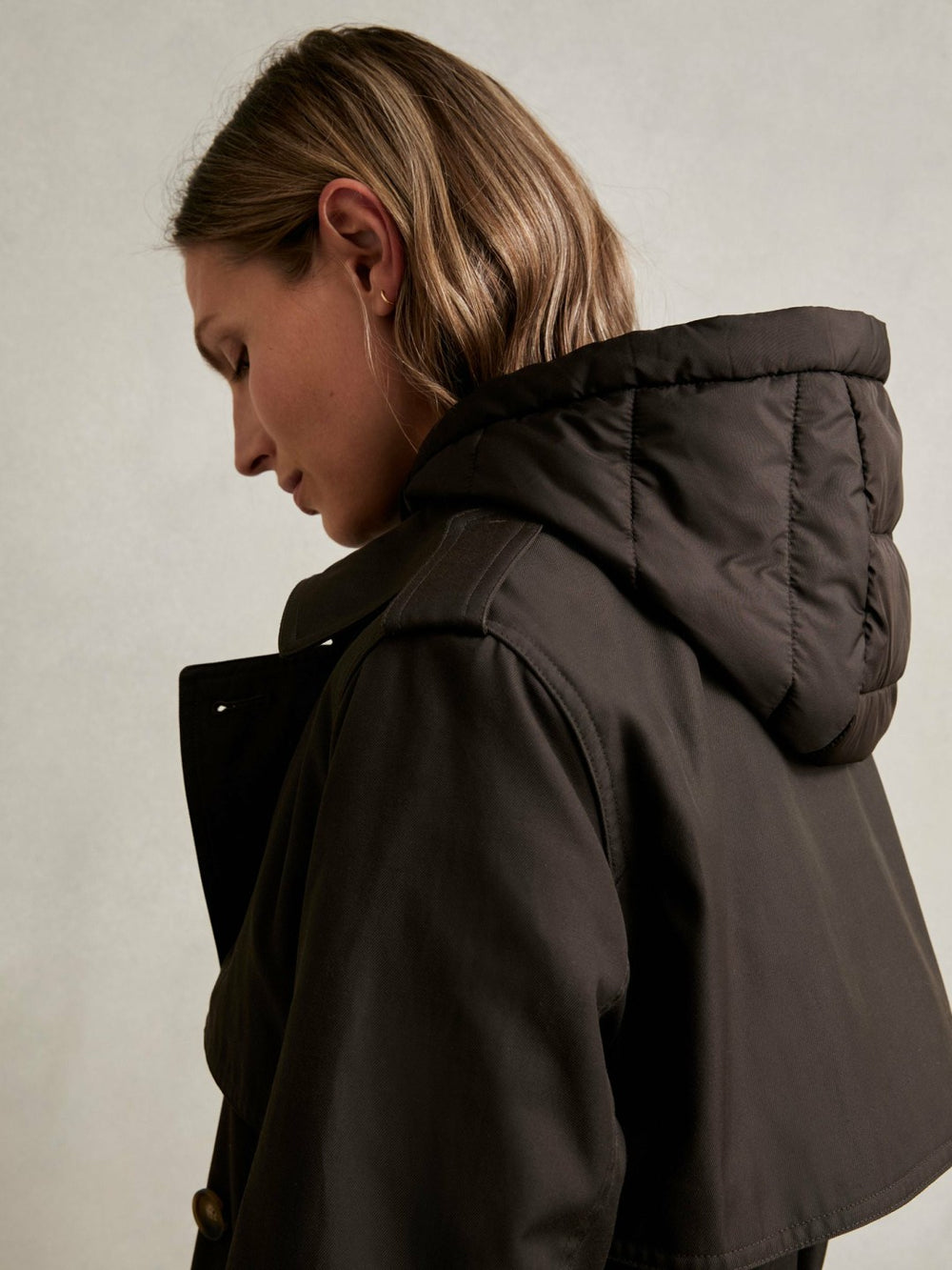 Hooded Insert Trench Coat Chocolate Brown | Womens