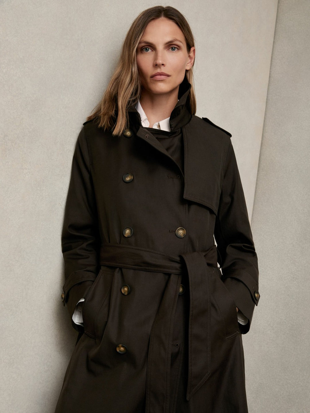 Hooded Insert Trench Coat Chocolate Brown | Womens