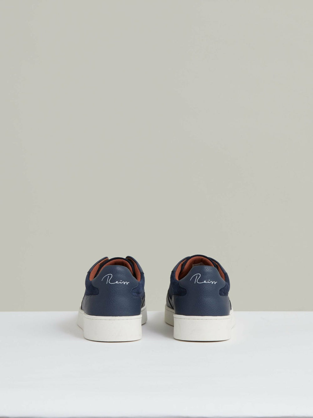 Leather Elasticated-Lace Trainers Navy Blue | Mens