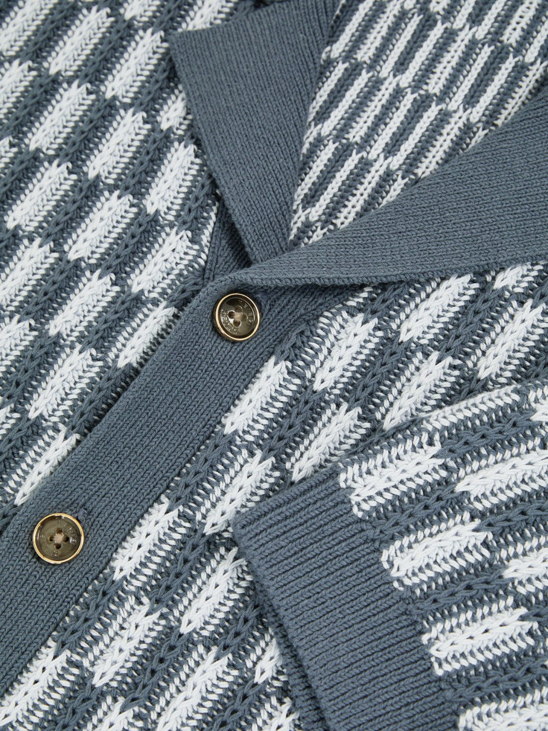 Cotton Checkerboard-Knit Shirt Airforce Blue/Soft Blue | Mens
