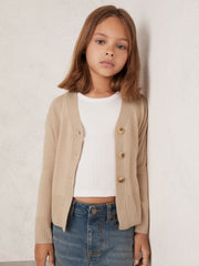 4-9 yrs Wool-Blend Fitted Cardigan With Cashmere Neutral | Children