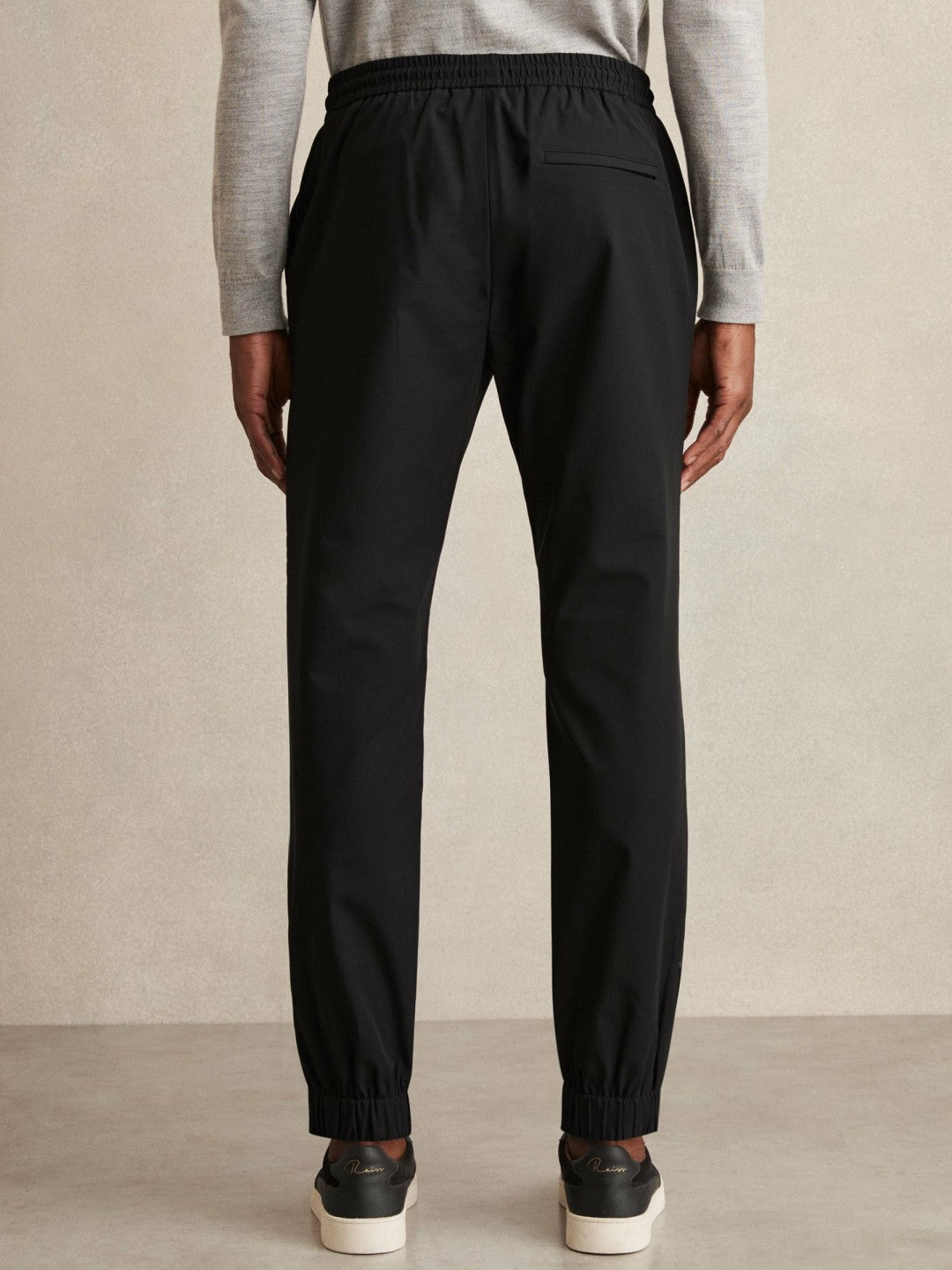 Drawstring Technical Cuffed Trousers Black | Mens