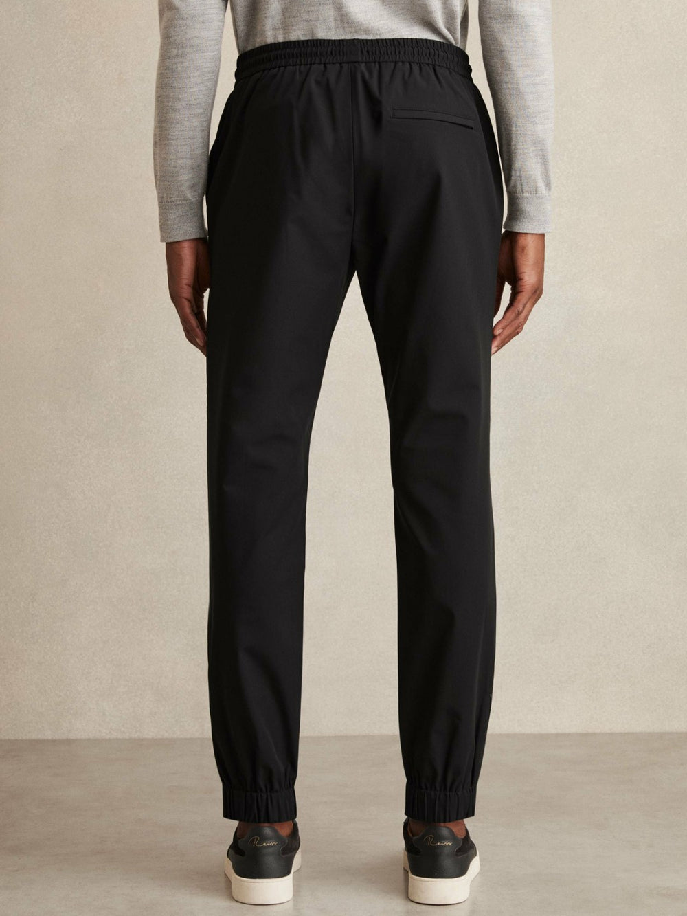 Drawstring Technical Cuffed Trousers Black | Mens