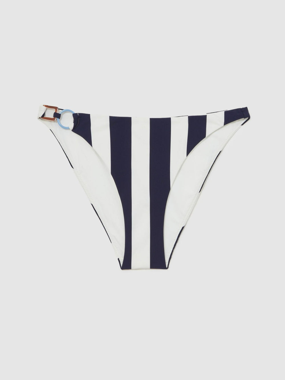 Stripe Ring-Detail Bikini Bottoms Navy/Brown | Womens