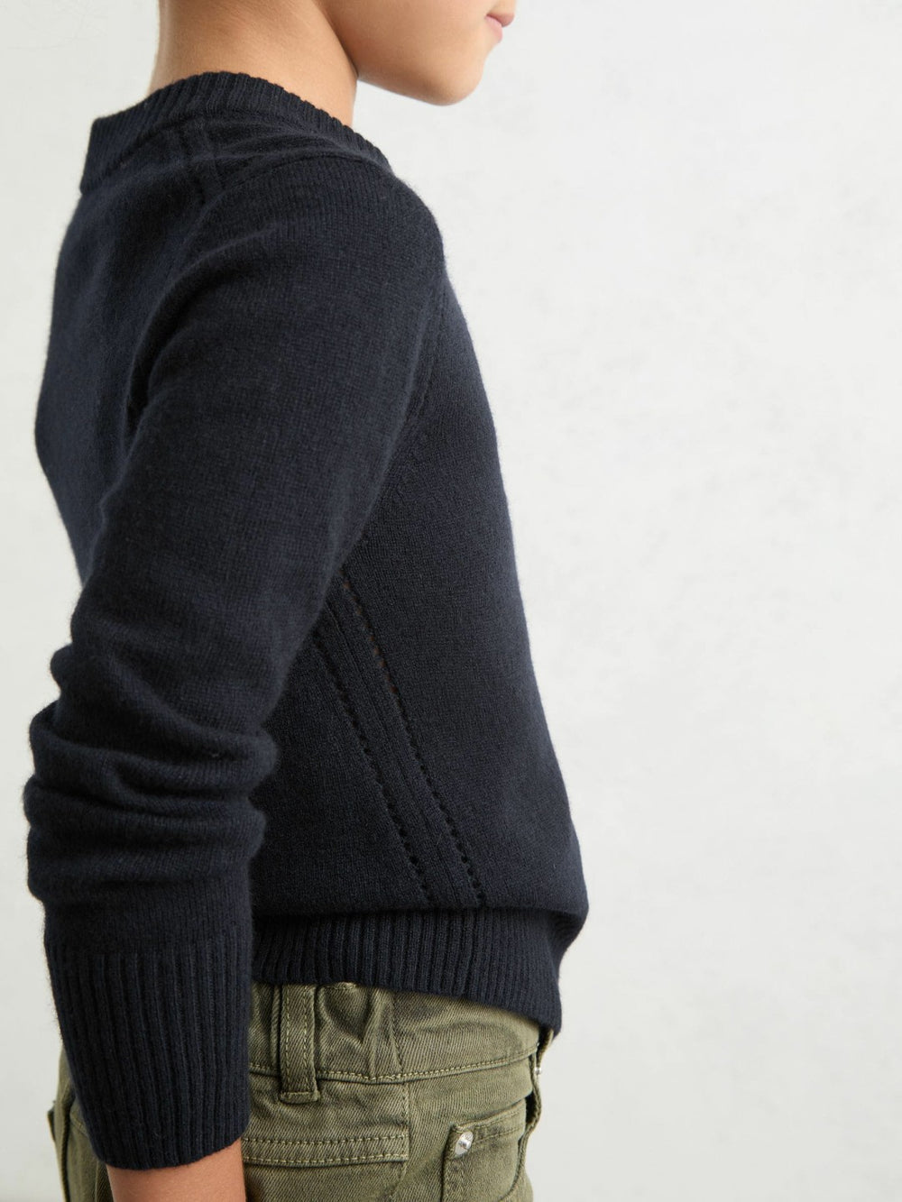 3-9 yrs Wool-Blend Open-Stitch Jumper with Cashmere Navy | Children