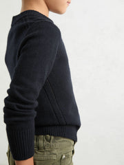 3-9 yrs Wool-Blend Open-Stitch Jumper with Cashmere Navy | Children