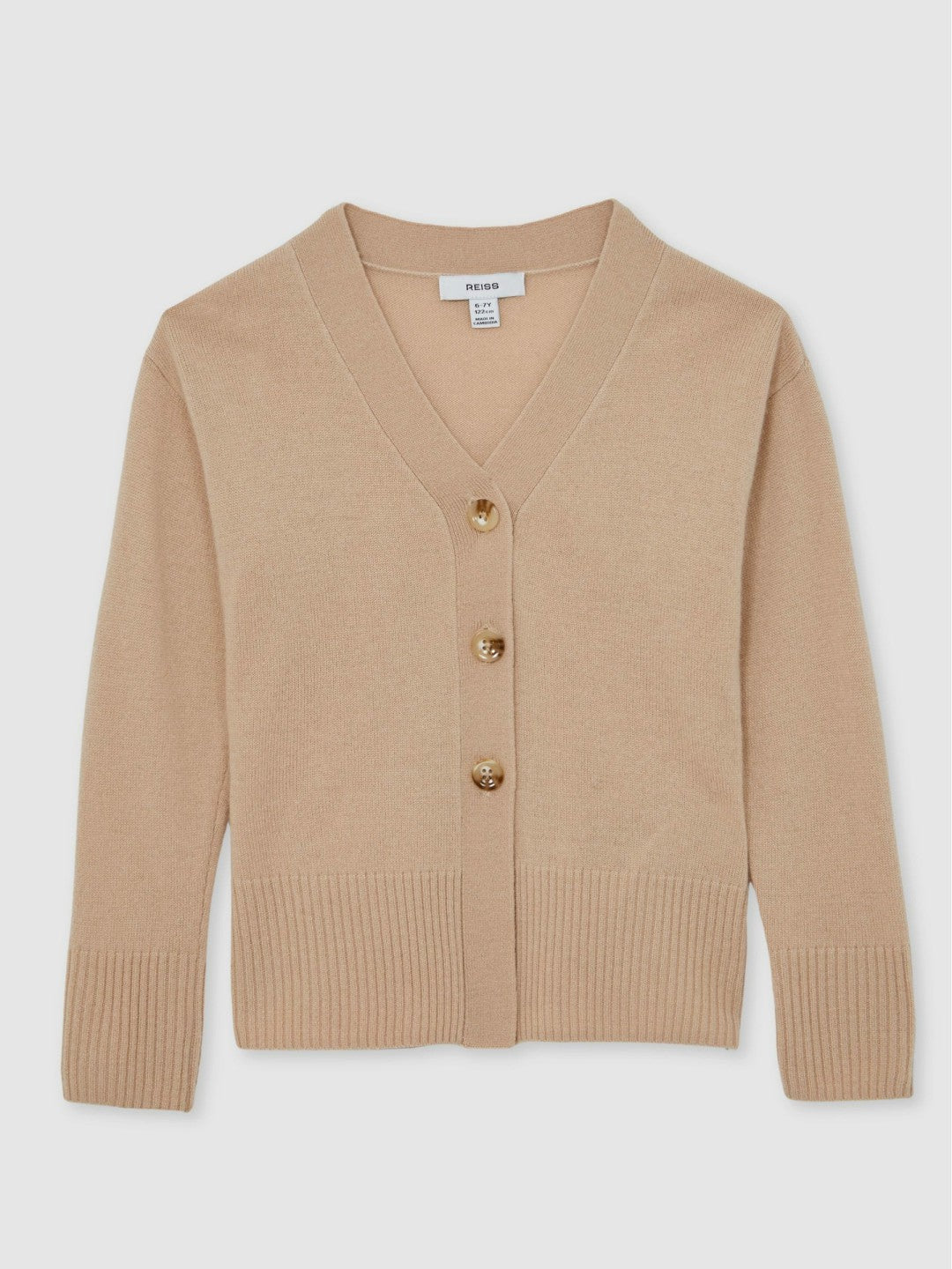 13-14 yrs Wool-Blend Fitted Cardigan With Cashmere Neutral | Children