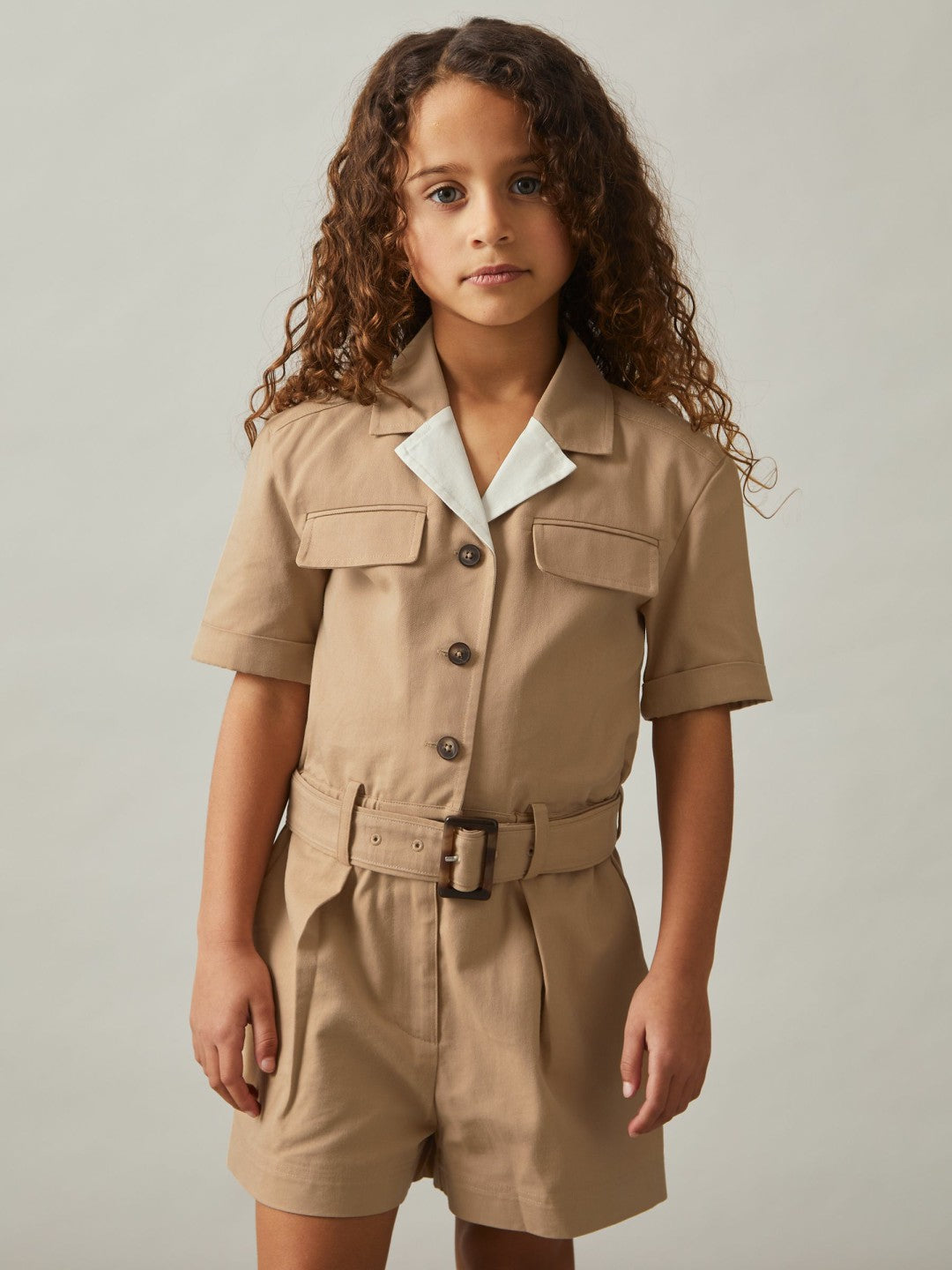3-9 yrs Cotton-Lyocell Utility Playsuit Camel | Children