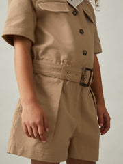 3-9 yrs Cotton-Lyocell Utility Playsuit Camel | Children