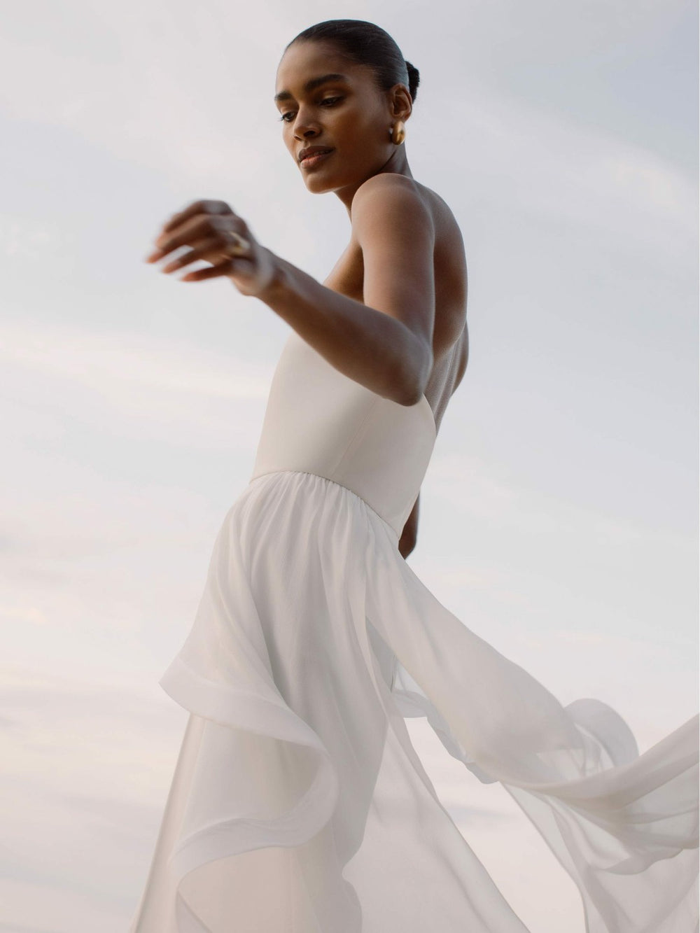 Silk Ruffle Bandeau Wide-Leg Jumpsuit Ivory | Womens