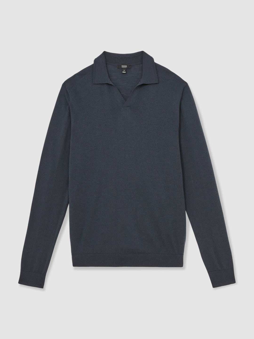 Merino Wool Open-Collar Polo Shirt Midnight Navy | Mens