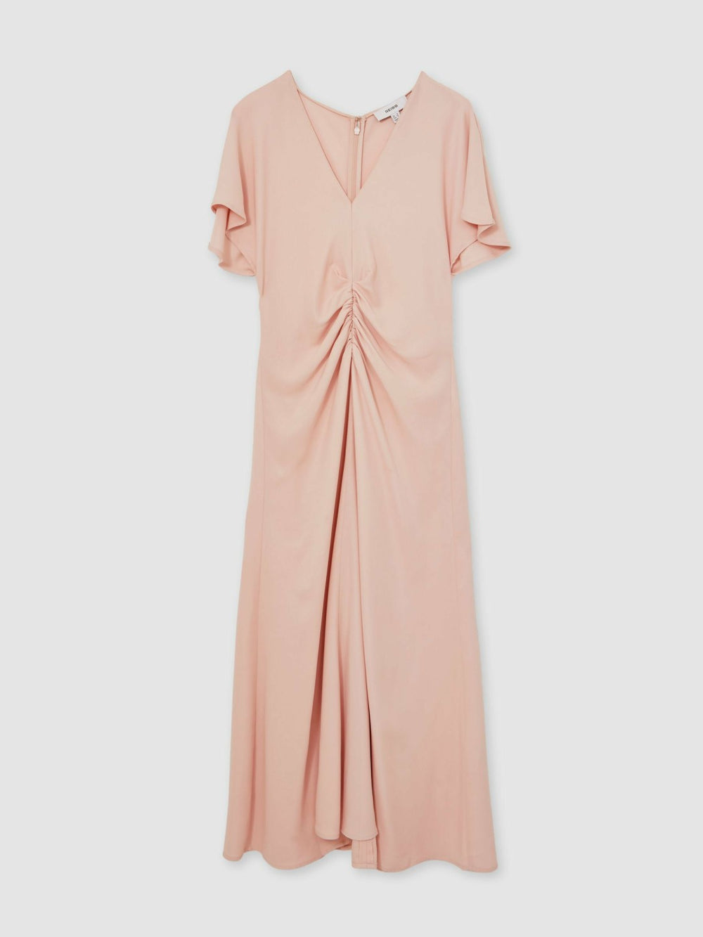 Ruched-Front Midi Dress Pale Pink | Womens