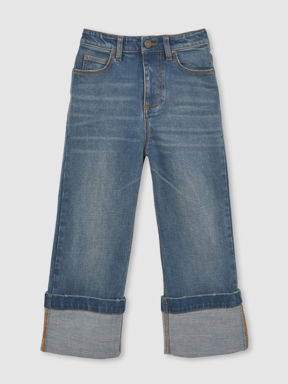 3-9 yrs Straight-Leg Turn-Up Jeans Blue | Children