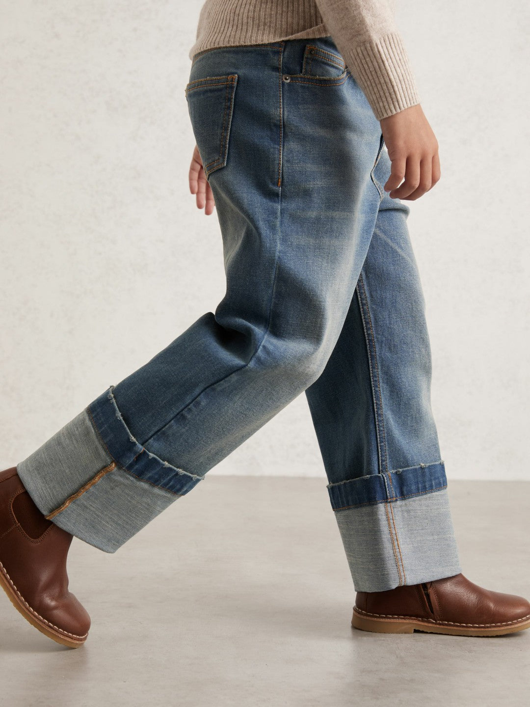 3-9 yrs Straight-Leg Turn-Up Jeans Blue | Children