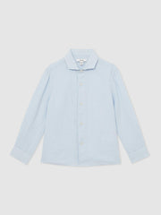 13-14 yrs Linen Cutaway Collar Shirt Pale Blue | Children