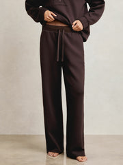 Petite Wide-Leg Interlock Drawstring Joggers Plum | Womens
