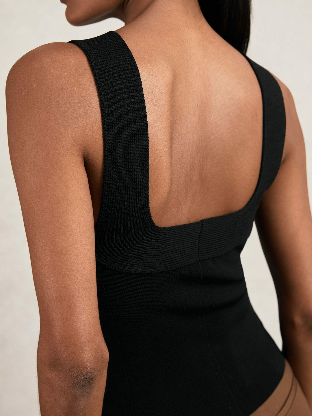 Low-Back Rib-Knit Vest Black | Womens