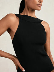 Low-Back Rib-Knit Vest Black | Womens