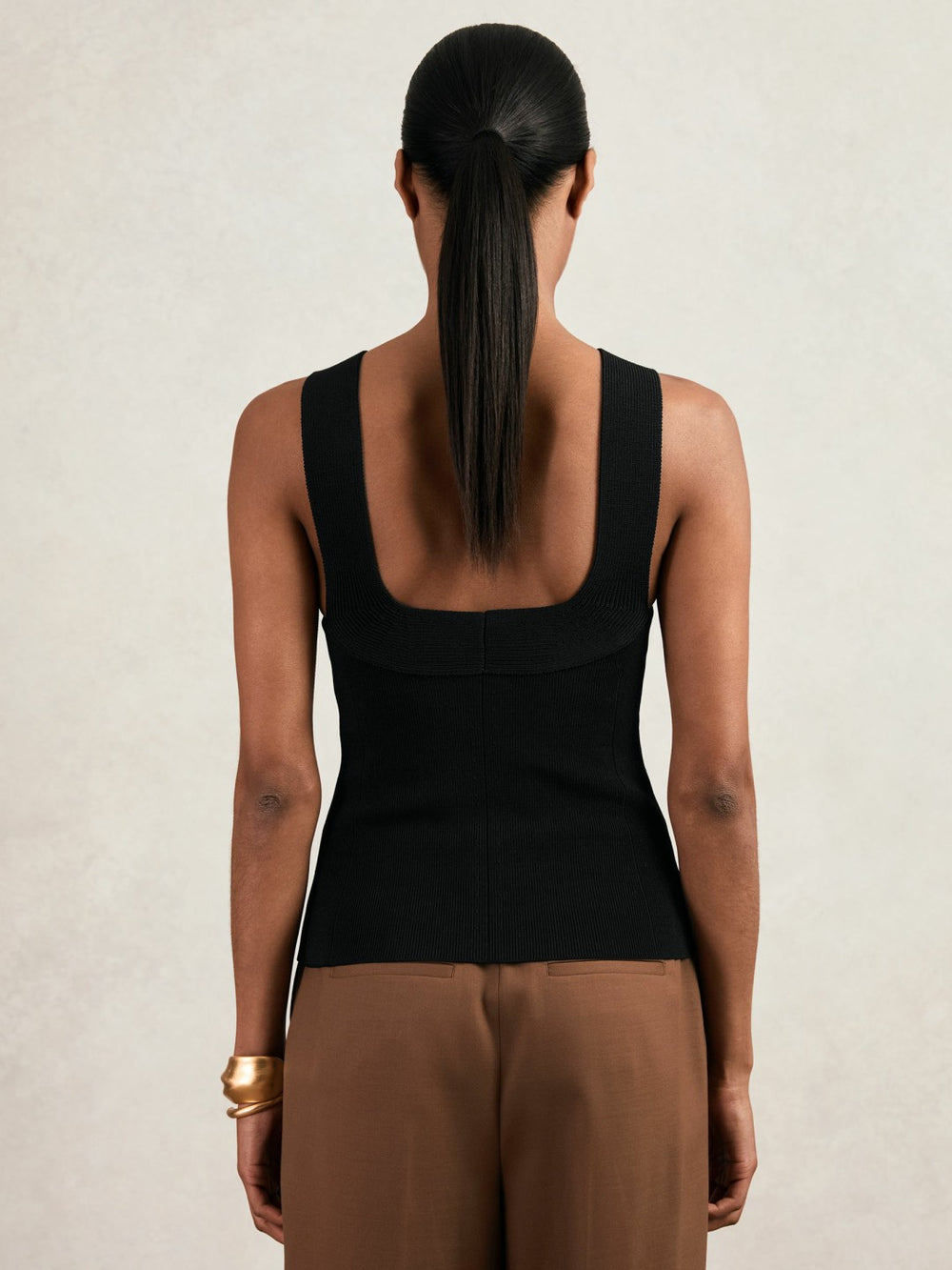 Low-Back Rib-Knit Vest Black | Womens