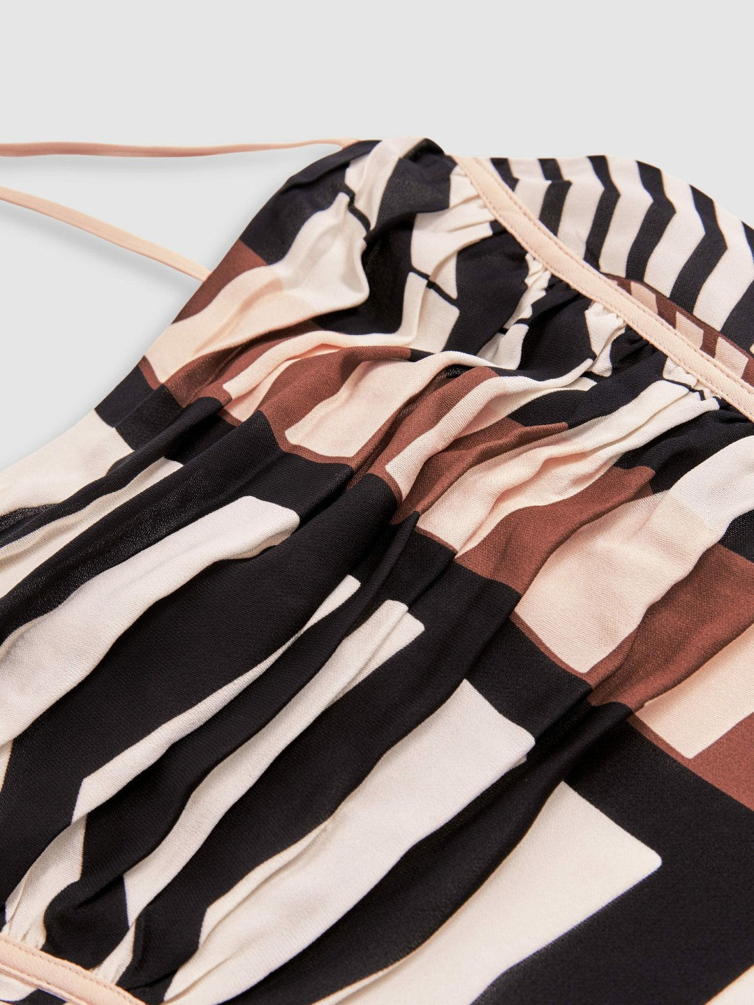 Chevron-Stripe Ruched Midi Dress Black/Brown | Womens