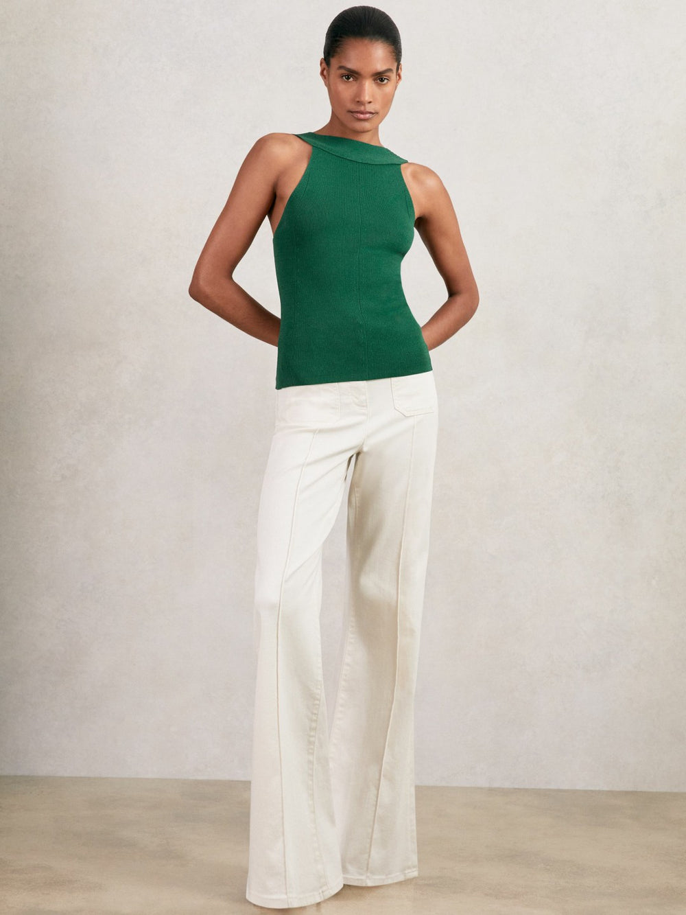 Low-Back Rib-Knit Vest Green | Womens