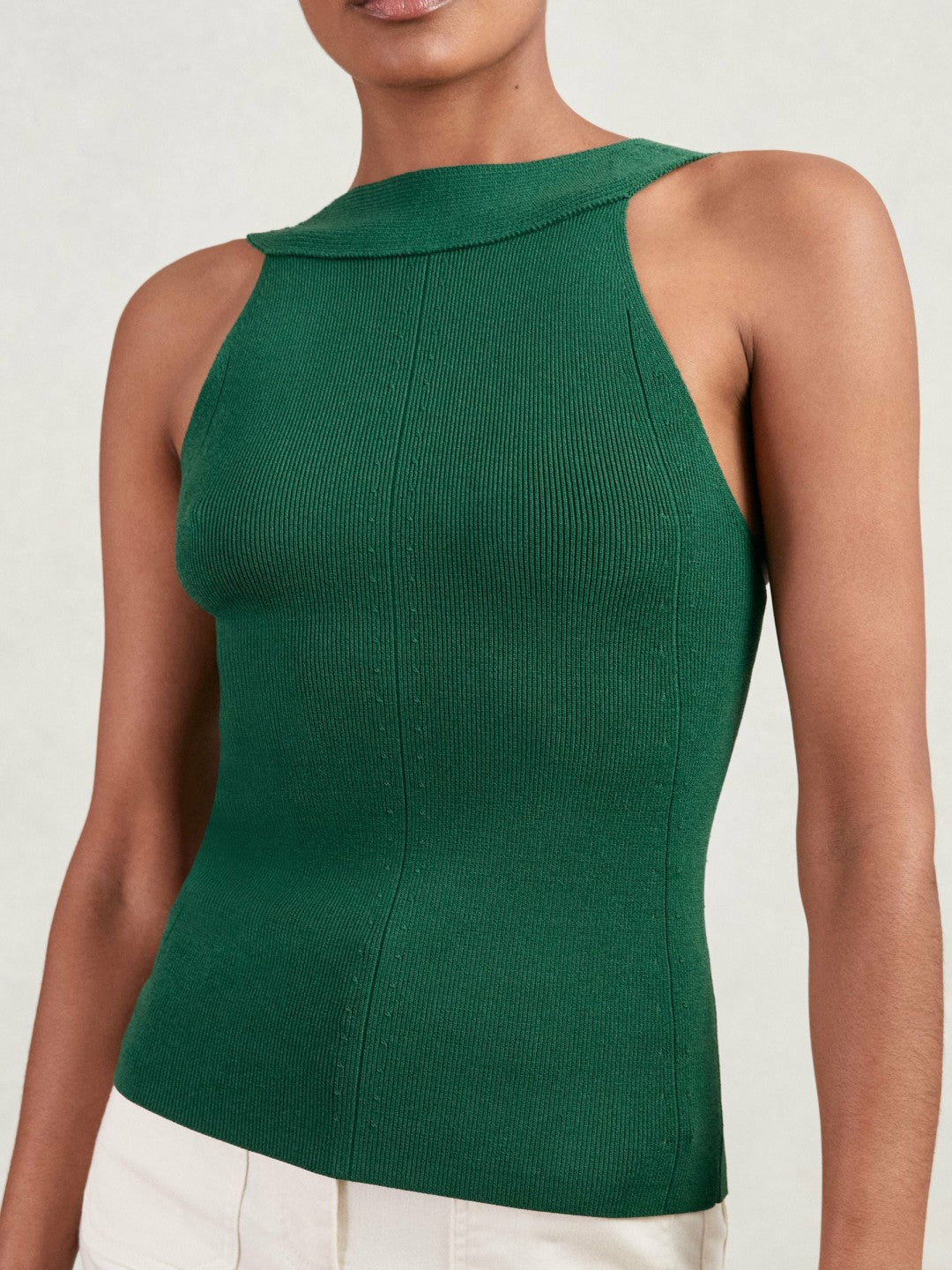 Low-Back Rib-Knit Vest Green | Womens