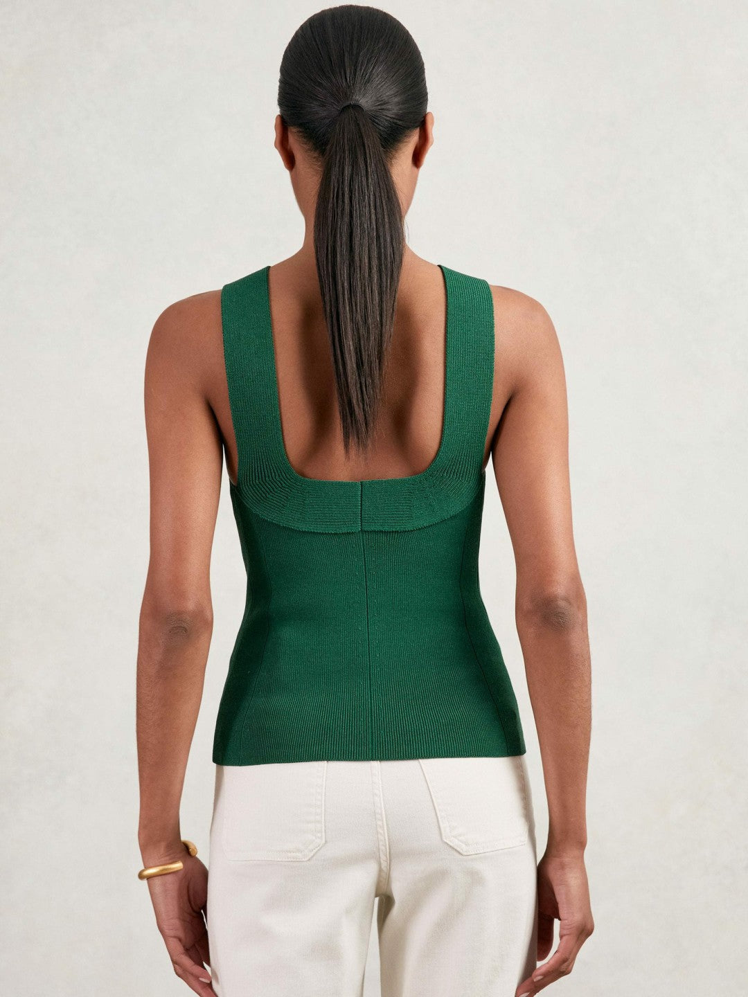 Low-Back Rib-Knit Vest Green | Womens