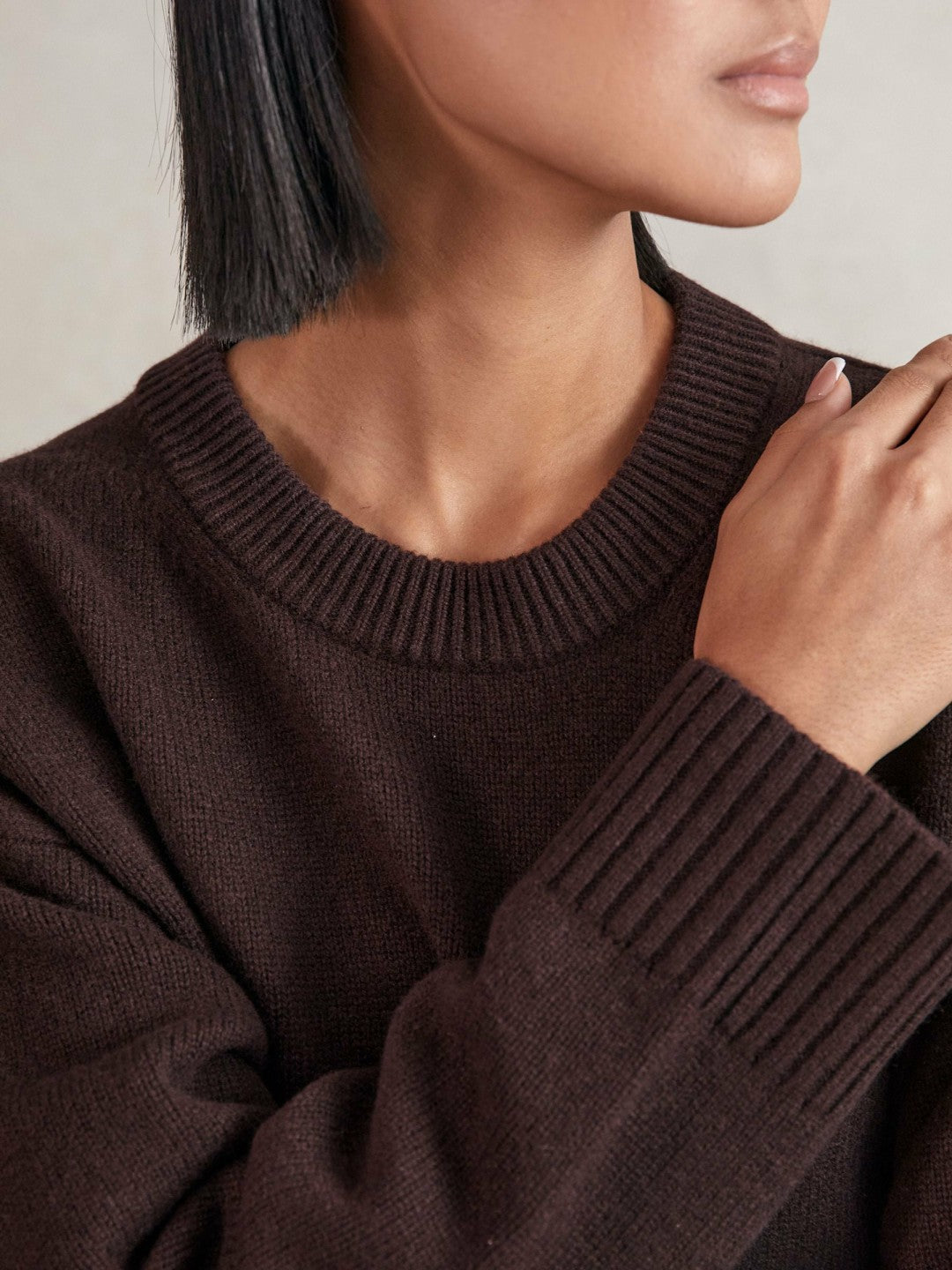 Wool-Cashmere Crew-Neck Jumper Plum | Womens
