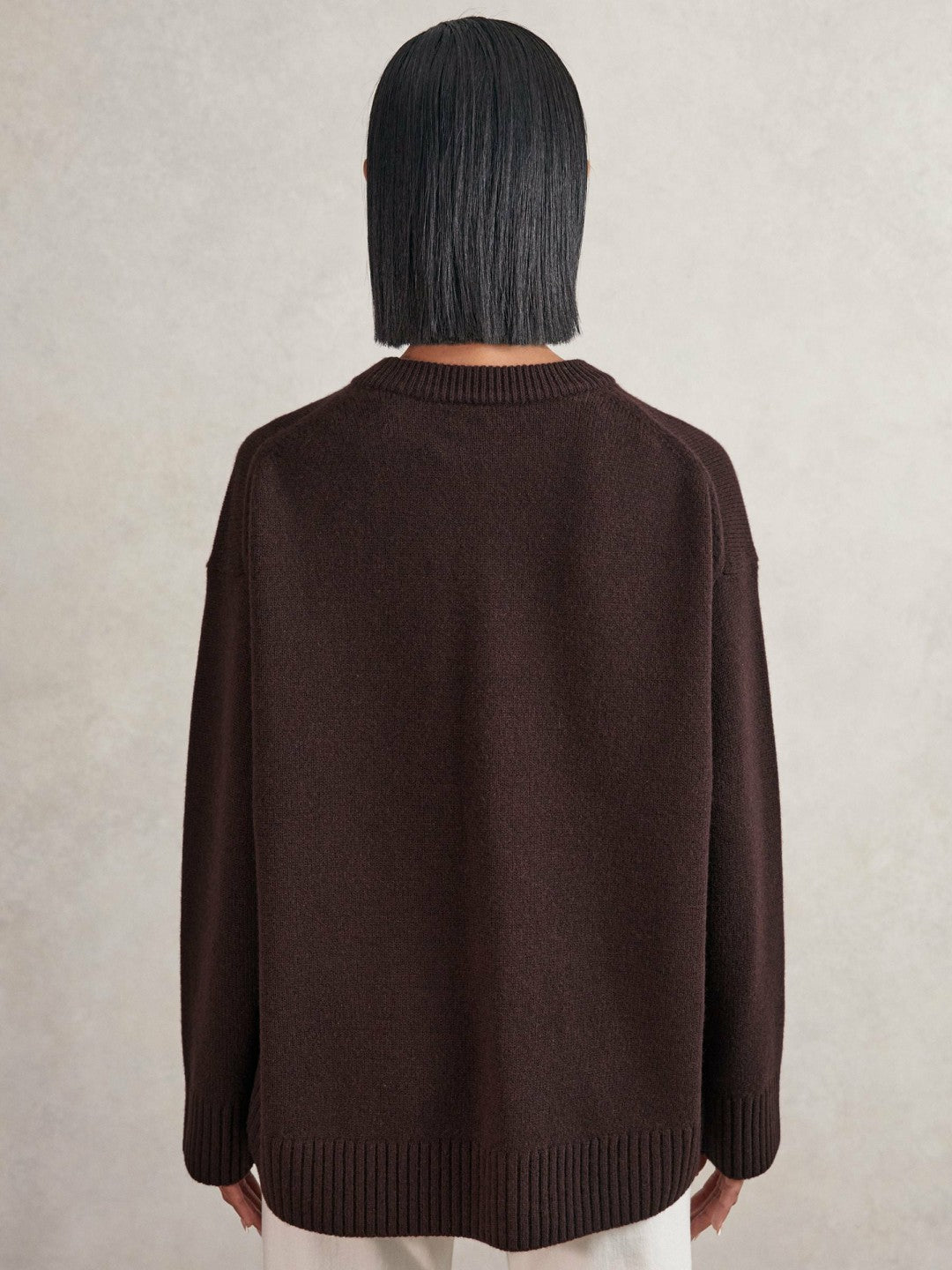Wool-Cashmere Crew-Neck Jumper Plum | Womens