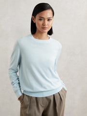 Merino Wool Crew-Neck Jumper Blue | Womens