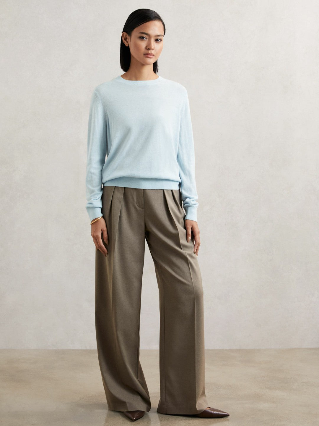 Merino Wool Crew-Neck Jumper Blue | Womens
