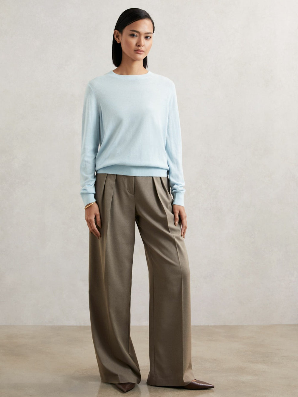 Merino Wool Crew-Neck Jumper Blue | Womens