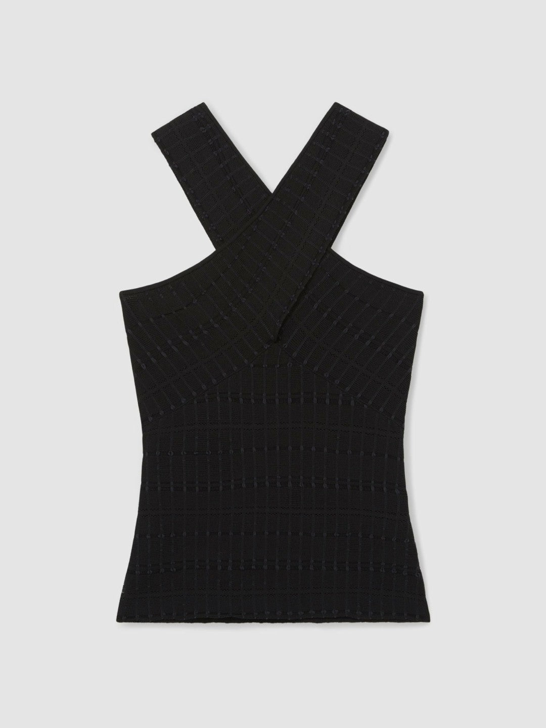 Cross Neck Textured Top Black | Womens