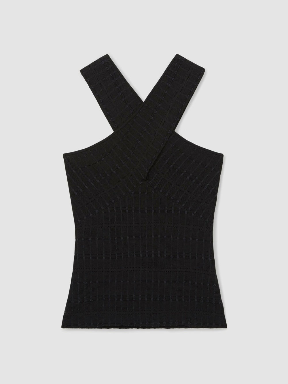 Cross Neck Textured Top Black | Womens