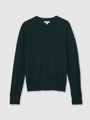 Merino Wool Crew-Neck Jumper Green | Womens