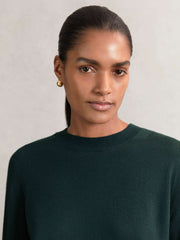 Merino Wool Crew-Neck Jumper Green | Womens