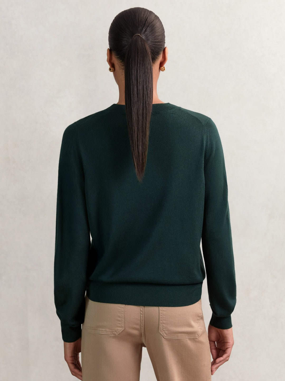 Merino Wool Crew-Neck Jumper Green | Womens