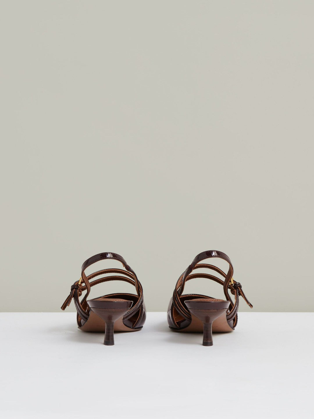 Leather Slingback Buckle Court Shoes Oxblood | Womens