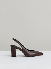 Leather Slingback Court Shoes Chocolate | Womens