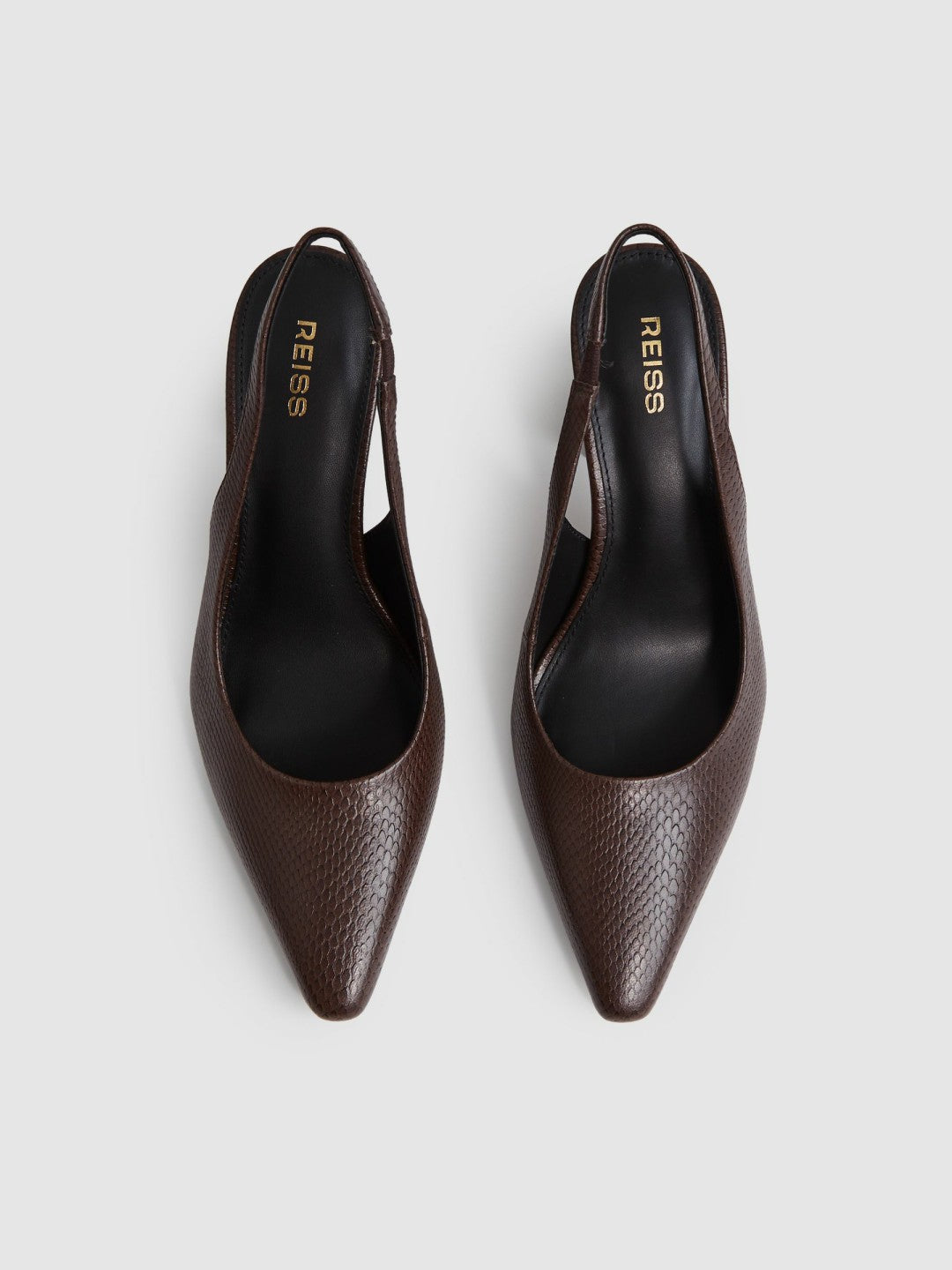 Leather Slingback Court Shoes Chocolate | Womens