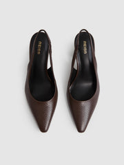 Leather Slingback Court Shoes Chocolate | Womens