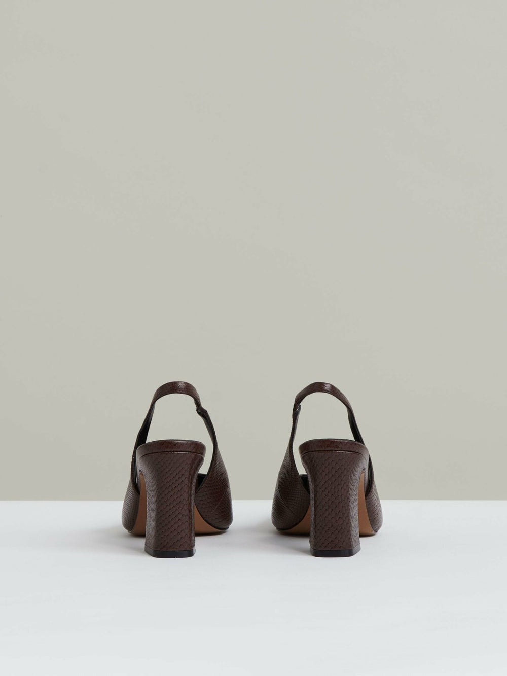 Leather Slingback Court Shoes Chocolate | Womens