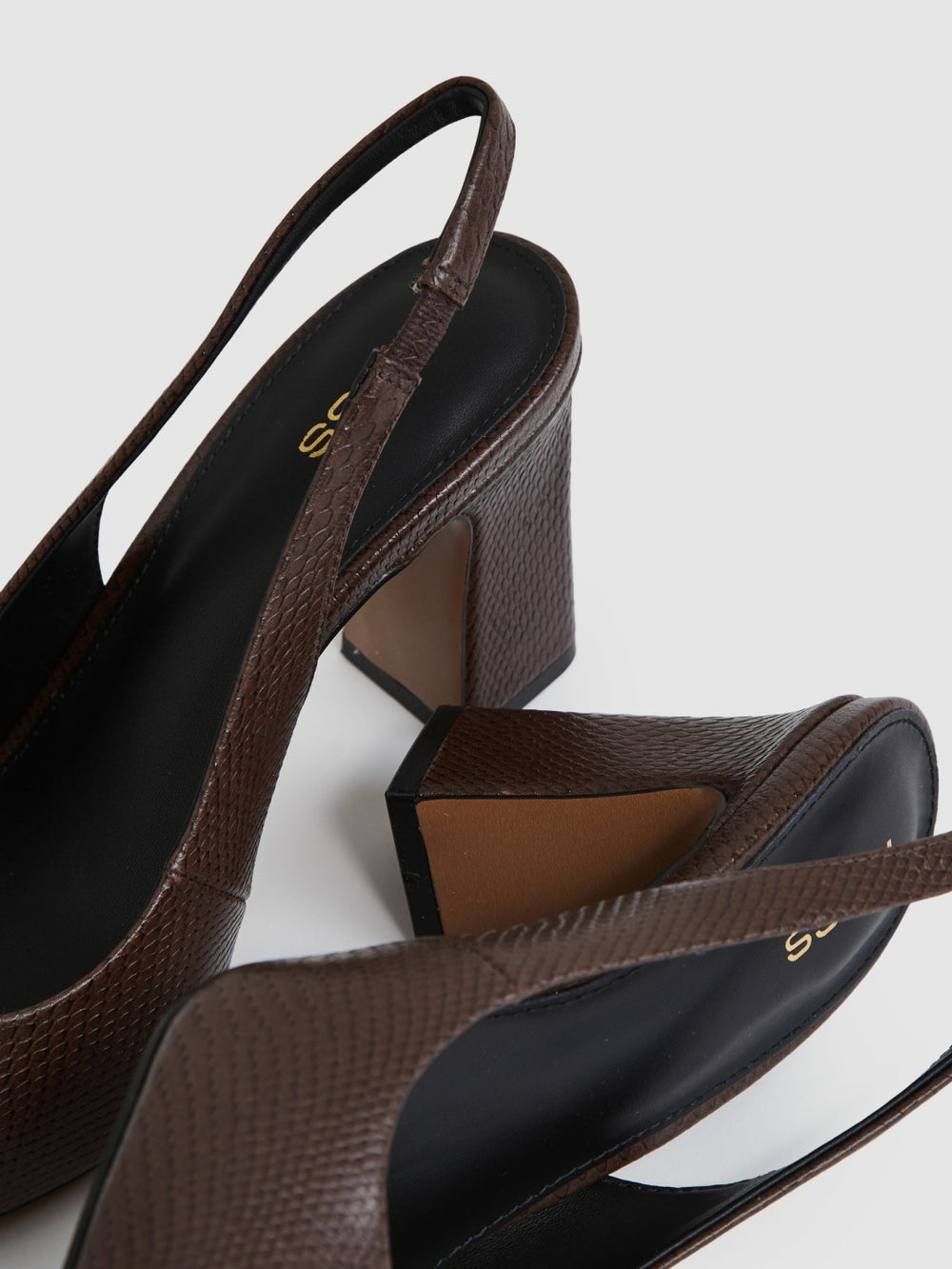 Leather Slingback Court Shoes Chocolate | Womens
