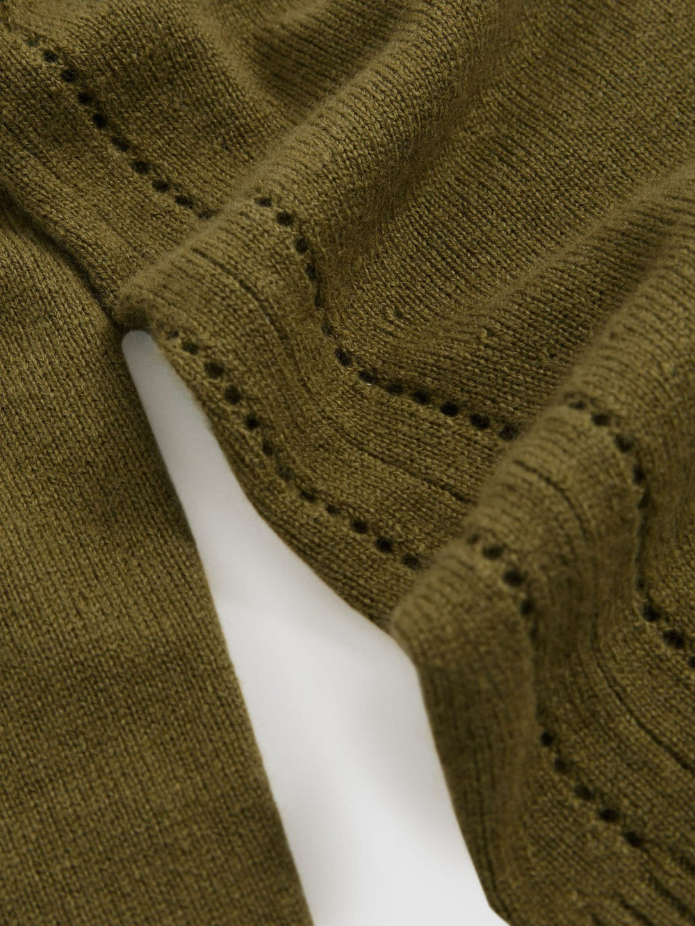 Wool-Blend Open-Stitch Jumper with Cashmere Khaki Green | Womens