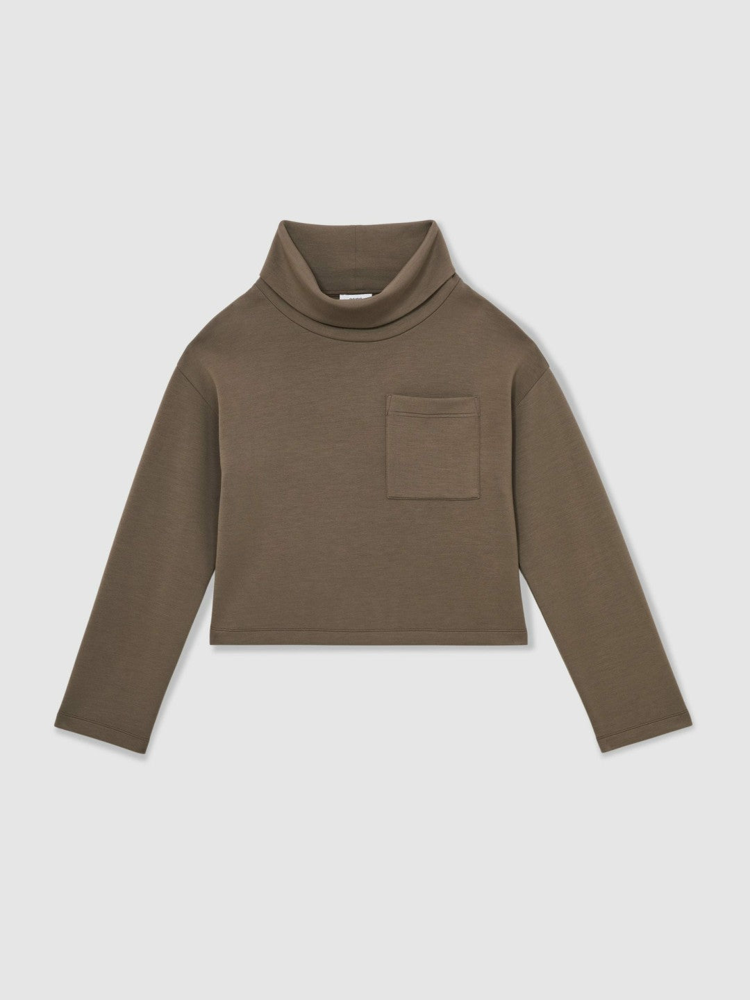 Interlock Jersey Funnel Neck Sweatshirt Khaki Green | Womens