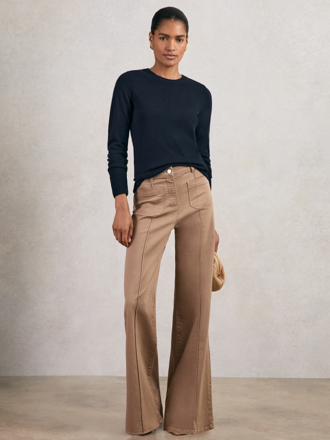 Wool-Blend Open-Stitch Jumper with Cashmere Navy | Womens