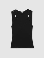 Cut-Out Rib-Knit Vest Black | Womens