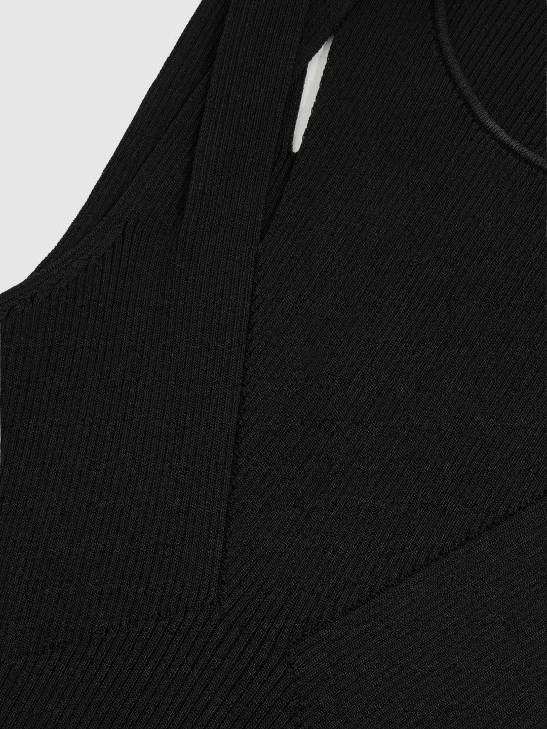 Cut-Out Rib-Knit Vest Black | Womens